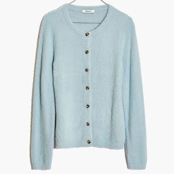 Madewell Light Feather Blue Soft Fuzzy Furry Hewitt Cardigan Sweater X-Small XS - Picture 4 of 11